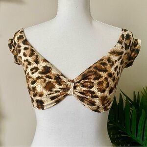 NWT Fashion Nova “Wildin’ Over You” Off-Shoulder Leopard Bikini Top
